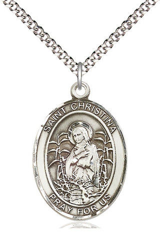 Pewter Saint Christina the Astonishing Medal Catholic Jewelry Engraved Catholic Saint Jewelry