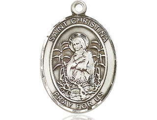 Sterling Silver Saint Christina the Astonishing Medal Catholic Jewelry Engraved Catholic Saint Jewelry