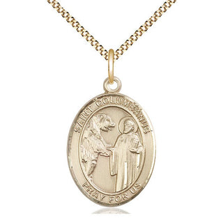 14kt Gold Filled Saint Columbanus Medal Catholic Jewelry Engraved Catholic Saint Jewelry