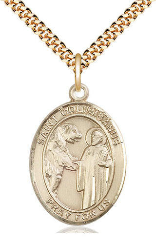 14kt Gold Filled Saint Columbanus Medal Catholic Jewelry Engraved Catholic Saint Jewelry