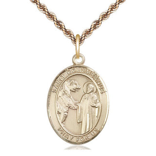 14kt Gold Filled Saint Columbanus Medal Catholic Jewelry Engraved Catholic Saint Jewelry