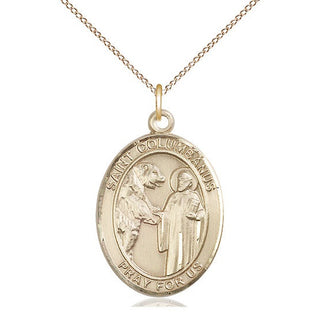 14kt Gold Saint Columbanus Medal Engraved Catholic Saint Jewelry