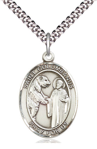 Pewter Saint Columbanus Medal Catholic Jewelry Engraved Catholic Saint Jewelry