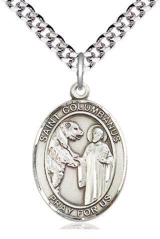 Pewter Saint Columbanus Medal Catholic Jewelry Engraved Catholic Saint Jewelry