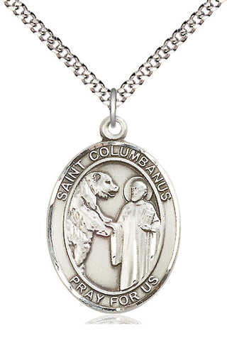Pewter Saint Columbanus Medal Catholic Jewelry Engraved Catholic Saint Jewelry