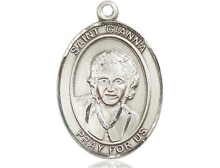Pewter Saint Gianna Medal Engraved Catholic Saint Jewelry