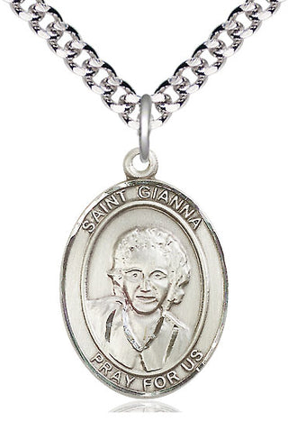 Pewter Saint Gianna Medal Catholic Jewelry Engraved Catholic Saint Jewelry
