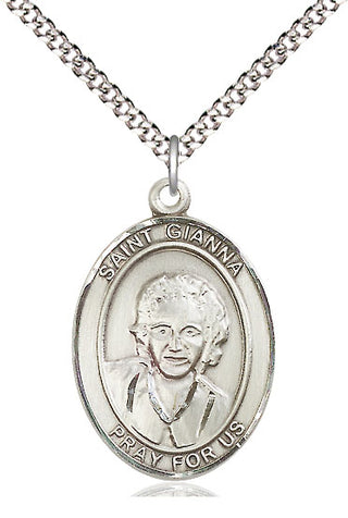 Pewter Saint Gianna Medal Catholic Jewelry Engraved Catholic Saint Jewelry