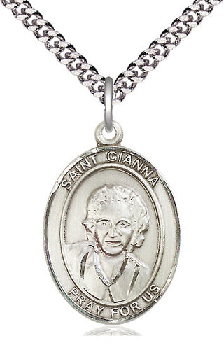 Pewter Saint Gianna Medal Catholic Jewelry Engraved Catholic Saint Jewelry