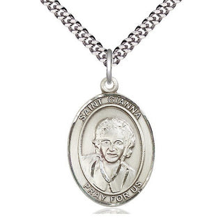 Sterling Silver Saint Gianna Medal Catholic Jewelry Engraved Catholic Saint Jewelry
