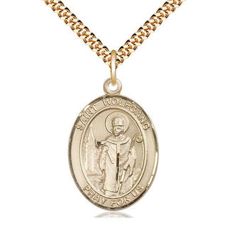 14kt Gold Filled Saint Wolfgang Medal Catholic Jewelry Engraved Catholic Saint Jewelry
