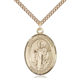14kt Gold Filled Saint Wolfgang Medal Catholic Jewelry Engraved Catholic Saint Jewelry