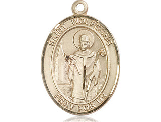 14kt Gold Saint Wolfgang Medal Engraved Catholic Saint Jewelry