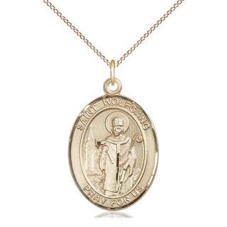 14kt Gold Saint Wolfgang Medal Engraved Catholic Saint Jewelry