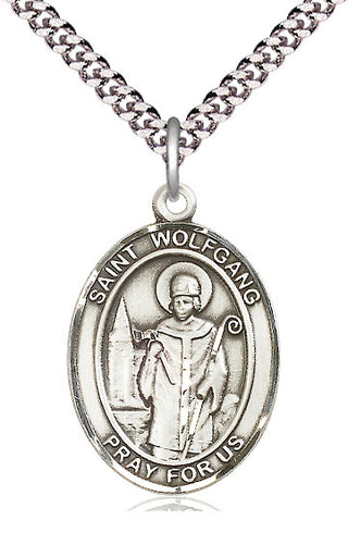 Pewter Saint Wolfgang Medal Catholic Jewelry Engraved Catholic Saint Jewelry