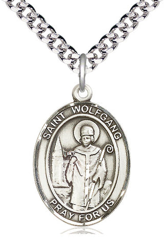 Pewter Saint Wolfgang Medal Catholic Jewelry Engraved Catholic Saint Jewelry