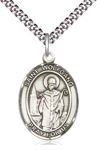 Sterling Silver Saint Wolfgang Medal Catholic Jewelry Engraved Catholic Saint Jewelry