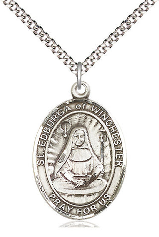Pewter Saint Edburga of Winchester Medal Catholic Jewelry Engraved Catholic Saint Jewelry