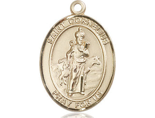 14kt Gold Filled Saint Cornelius Medal Engraved Catholic Saint Jewelry