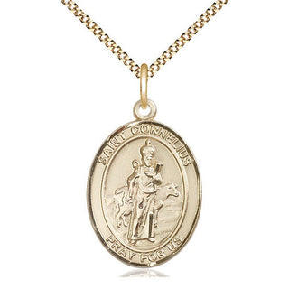 14kt Gold Filled Saint Cornelius Medal Catholic Jewelry Engraved Catholic Saint Jewelry