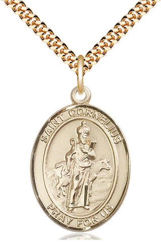 14kt Gold Filled Saint Cornelius Medal Catholic Jewelry Engraved Catholic Saint Jewelry