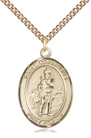 14kt Gold Filled Saint Cornelius Medal Catholic Jewelry Engraved Catholic Saint Jewelry