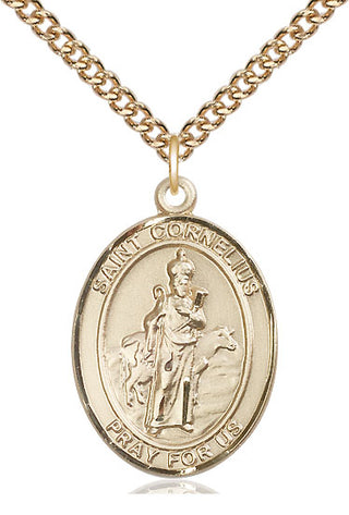 14kt Gold Filled Saint Cornelius Medal Catholic Jewelry Engraved Catholic Saint Jewelry