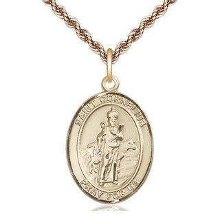 14kt Gold Filled Saint Cornelius Medal Catholic Jewelry Engraved Catholic Saint Jewelry