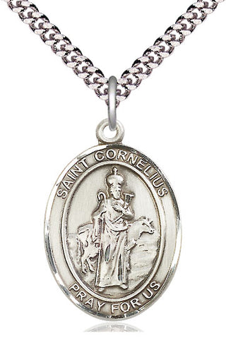 Pewter Saint Cornelius Medal Catholic Jewelry Engraved Catholic Saint Jewelry