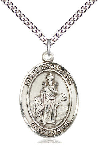 Sterling Silver Saint Cornelius Medal Catholic Jewelry Engraved Catholic Saint Jewelry