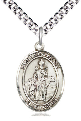 Sterling Silver Saint Cornelius Medal Catholic Jewelry Engraved Catholic Saint Jewelry