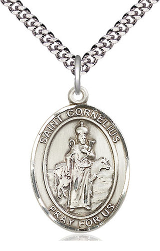 Sterling Silver Saint Cornelius Medal Catholic Jewelry Engraved Catholic Saint Jewelry