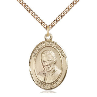 14kt Gold Saint Luigi Orione Medal Engraved Catholic Saint Jewelry