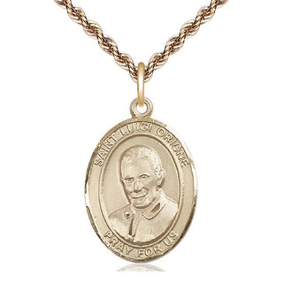 14kt Gold Saint Luigi Orione Medal Engraved Catholic Saint Jewelry
