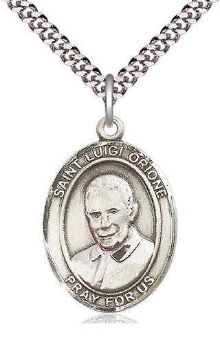 Sterling Silver Saint Luigi Orione Medal Catholic Jewelry Engraved Catholic Saint Jewelry