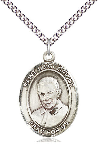 Sterling Silver Saint Luigi Orione Medal Catholic Jewelry Engraved Catholic Saint Jewelry