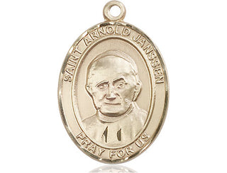 14kt Gold Filled Saint Arnold Janssen Medal Engraved Catholic Saint Jewelry