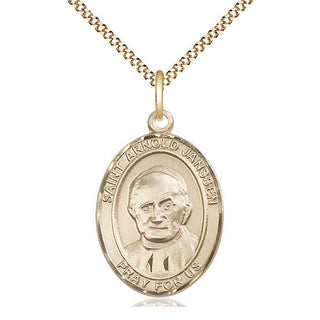 14kt Gold Filled Saint Arnold Janssen Medal Catholic Jewelry Engraved Catholic Saint Jewelry
