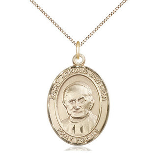 14kt Gold Filled Saint Arnold Janssen Medal Catholic Jewelry Engraved Catholic Saint Jewelry