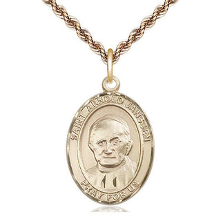 14kt Gold Saint Arnold Janssen Medal Engraved Catholic Saint Jewelry