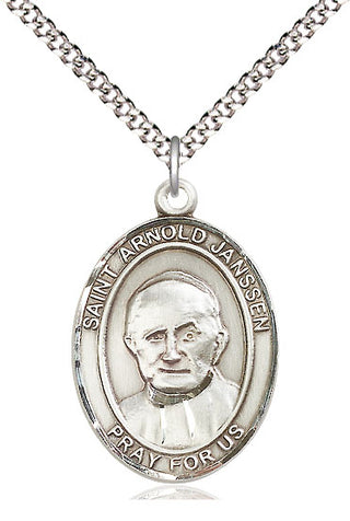 Pewter Saint Arnold Janssen Medal Catholic Jewelry Engraved Catholic Saint Jewelry