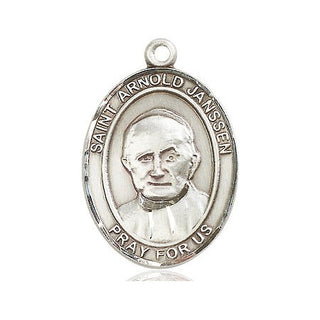 Sterling Silver Saint Arnold Janssen Medal Catholic Jewelry Engraved Catholic Saint Jewelry