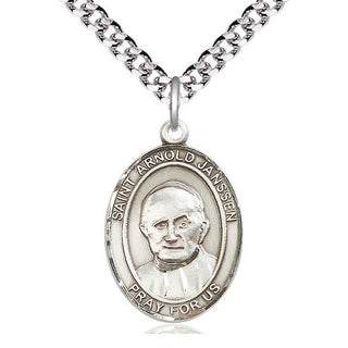 Sterling Silver Saint Arnold Janssen Medal Catholic Jewelry Engraved Catholic Saint Jewelry