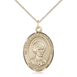 14kt Gold Filled Saint Louis Marie de Montfort Medal Catholic Jewelry Engraved Catholic Saint Jewelry