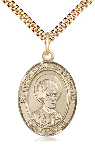 14kt Gold Filled Saint Louis Marie de Montfort Medal Catholic Jewelry Engraved Catholic Saint Jewelry