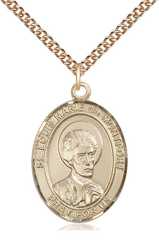 14kt Gold Filled Saint Louis Marie de Montfort Medal Catholic Jewelry Engraved Catholic Saint Jewelry