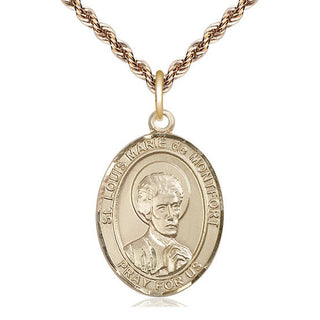 14kt Gold Saint Louis Marie de Montfort Medal Engraved Catholic Saint Jewelry