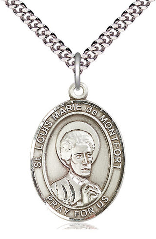 Pewter Saint Louis Marie de Montfort Medal Catholic Jewelry Engraved Catholic Saint Jewelry