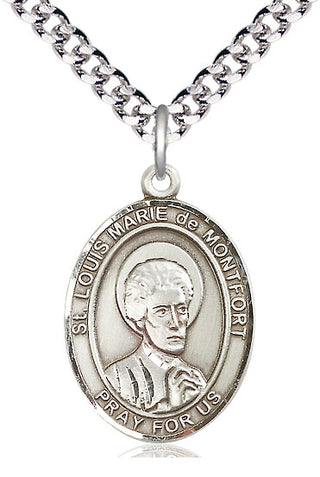 Pewter Saint Louis Marie de Montfort Medal Catholic Jewelry Engraved Catholic Saint Jewelry