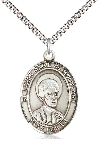 Pewter Saint Louis Marie de Montfort Medal Catholic Jewelry Engraved Catholic Saint Jewelry